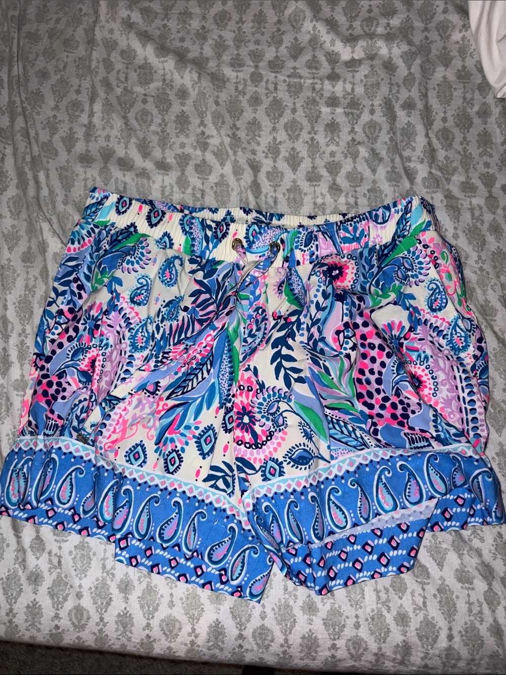 Lilly Pulitzer Blue, Pink & Green Paisley Print Shorts